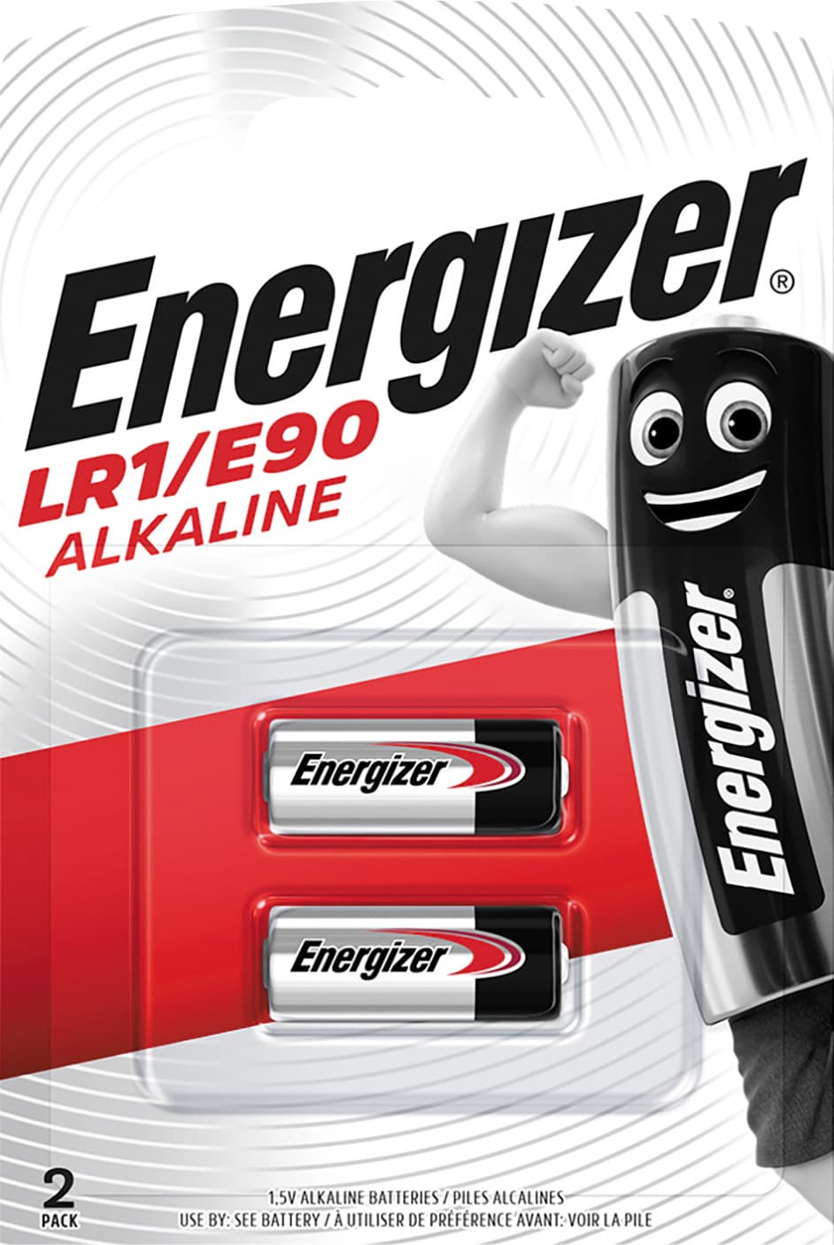 Piles alcalines Energizer, LR1, E90, 1,5 V, pour appareils électroniques, blister (lot de 2)